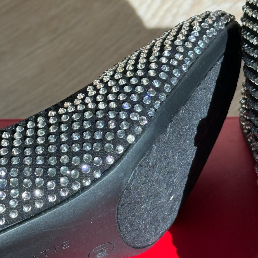 Embellished Black Mary Jane Pumps with Crystal Accents - Picture 8 of 13